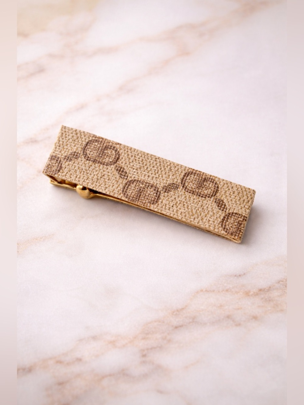 Handmade Designer Canvas Hair Clip Neutral Brown Barrette Luxe Inspired